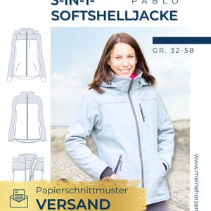 Softshelljacke Damen Papierschnittmuster Gr. 32-58 - PABLO #78