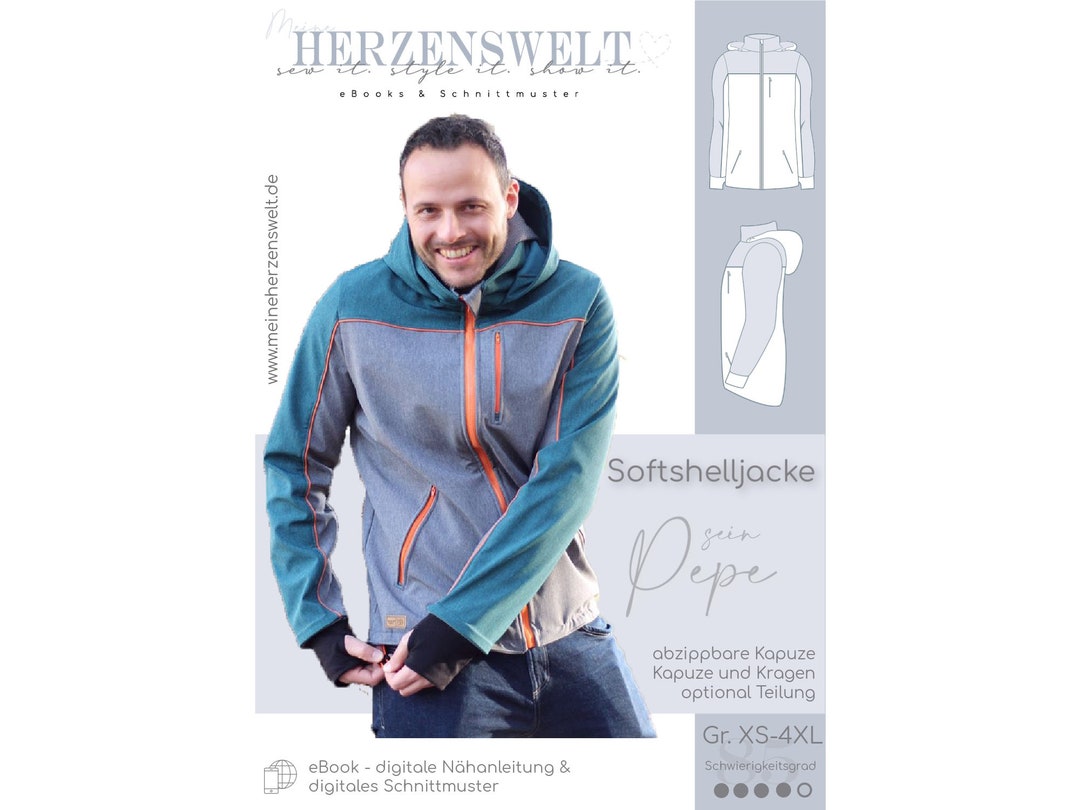 Softshell Jacket Men's Pattern Size XS-4XL - PEPE #85