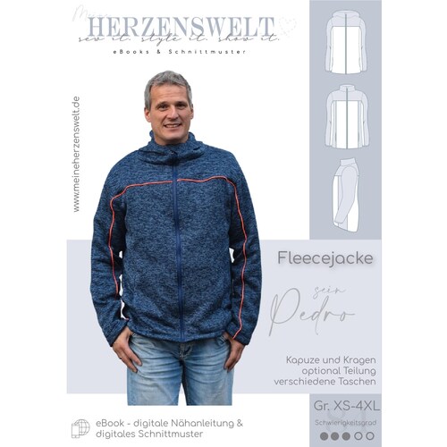 Fleece Jacket Men's Pattern Size XS-4XL 