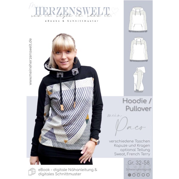 Hoodie Sweater Women Pattern Size 32-58 - PACO #126