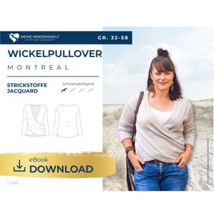 Women&#39;s wrap sweater, eBook pattern, sizes 32-58, Montreal