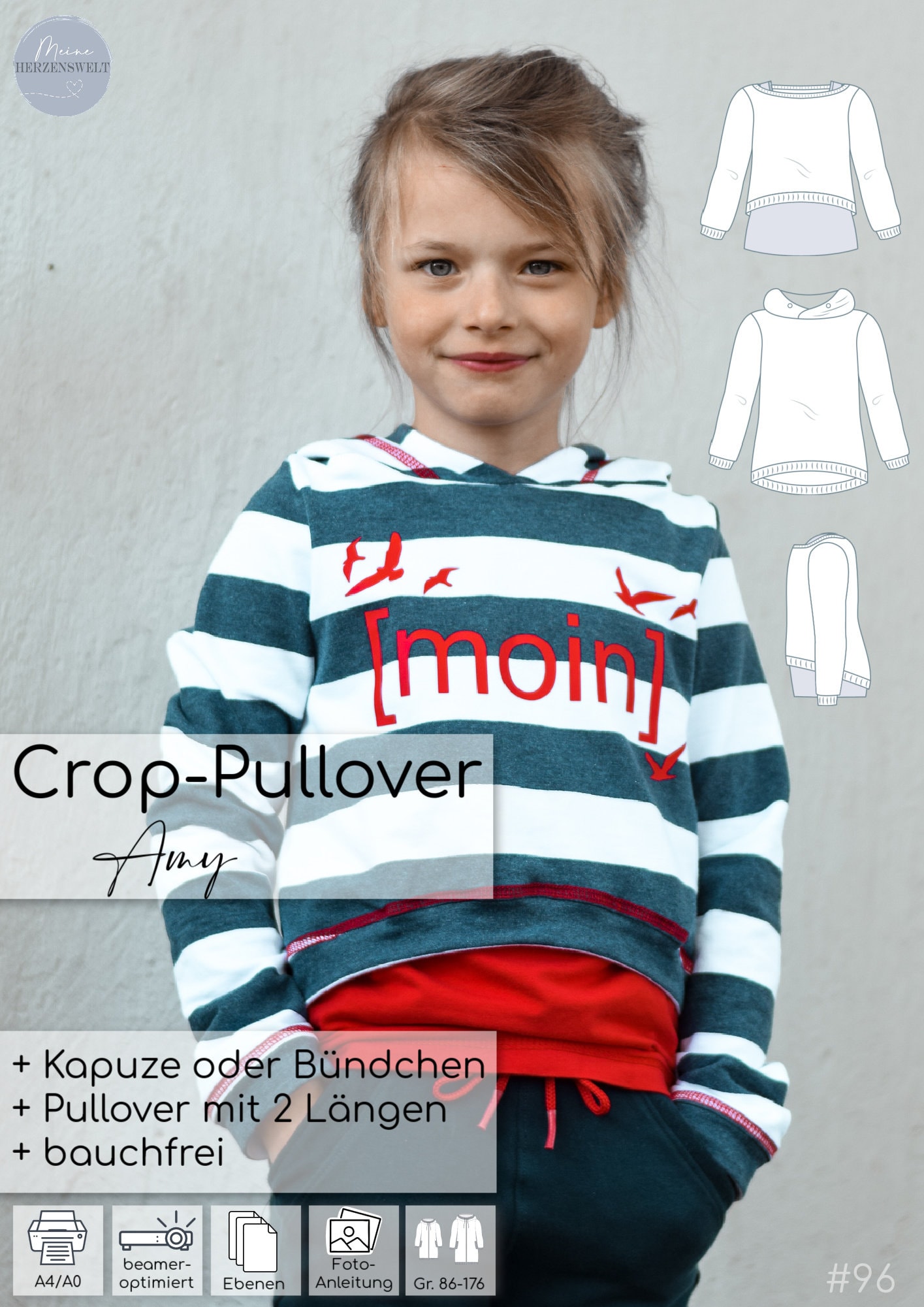 Cropshirt Kids Pattern Size 86 176 Your Amy 96 German Etsy Israel