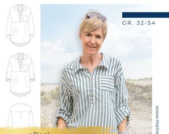 Oversized blouse – eBook pattern size 32-54 – Cassis #147