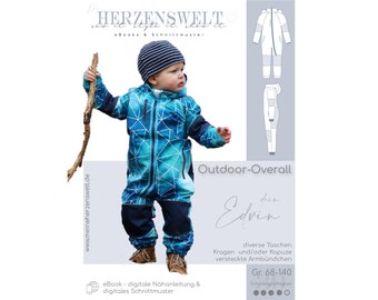 Softshell overalls for children - sewing pattern size 68-140-EDVIN #39 - German
