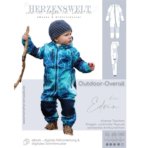 Softshell overalls for children - sewing pattern size 68-140-EDVIN #39 - German