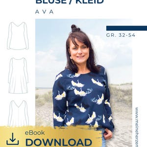 Kleid/Bluse Damen - Schnittmuster Gr. 32-54 - meine AVA #55 - deutsch