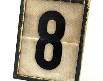 Vintage German Rail sign - No. 8, reflective, made of metal | DB Signal Lf, speed signal board, industrial design