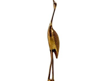 31 cm | Mid-Century Brass Crane/Heron Sculpture | Danish Design Era, Golden Crane, Heron, Stork, Statue, Statuette, Rare