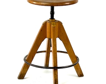 1960s Workshop Stool / Swivel Chair with Footrest / Chair | Height Adjustable, Architect's Chair, Industrial Design, Sedus Girsberger Bauhaus Era