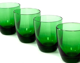 Mid-Century Shot Glasses - Emerald Green - Set of 4 | Handmade, Home Bar, Shot Glass, Liqueur Glass, Stained Glass, Mini Bar, Danish Design Era