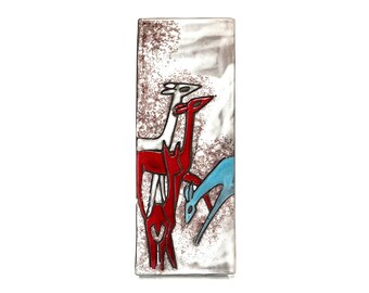 Mid-Century Ruscha Ceramic Wall Art - Model 734 - Deer | Glazed ceramic, deer, West German Pottery, 1960s wall decor, ceramic picture, Bambi