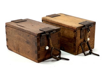 2 petites caisses anciennes en bois vers 1900 | rustique, ferme, atelier, ferme, boîte en bois, boîte, coffre, cercueil, coffre au trésor, boîte en bois