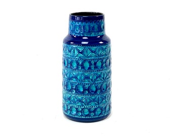 70er Vase - BAY Keramik, Modell 605-25, Design Bodo Mans | Blau, Türkis, Keramikvase, Vase, West German Pottery, Bitossi Rimini Blue Ära