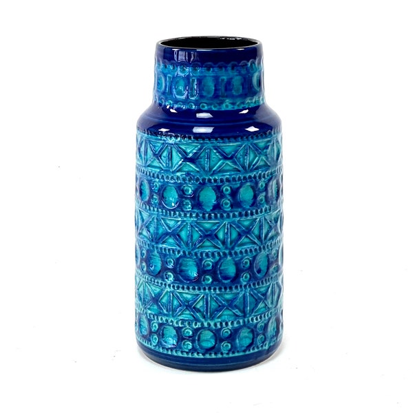 70er Vase - BAY Keramik, Modell 605-25, Design Bodo Mans | Blau, Türkis, Keramikvase, Vase, West German Pottery, Bitossi Rimini Blue Ära