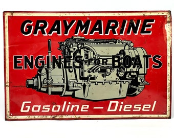 altes amerikanisches Werbeschild - Gray Marine Motor Company - um 1960 | Werbeschild, Schiff, Diesel Motor, Boot, Industriedesign, selten!