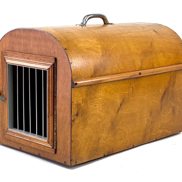 50er Haustier-Transportbox - Katzen, Hunde, Hasen | Körbchen, Käfig, Vintage, Shabby Chic, Mid Century, Holz, Metall, Unikat, Kuriosität