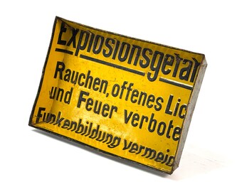 Tray made from a vintage "Danger of Explosion" sign - unique piece | Serving tray in industrial design, loft, workshop, decor