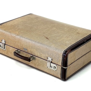 50er Jahre Mädler Aviatic Koffer | Farbe: cremegelb /dunkelbraun, Mid-Century, Reisekoffer, Trunk, True Vintage, Mädler Baisch Ära