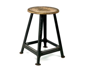 Tabouret d'atelier des années 60 - design industriel | Tabouret debout, tabouret de bar, chaise, tabouret, époque Bauhaus, atelier, loft, industriel, époque Rowac