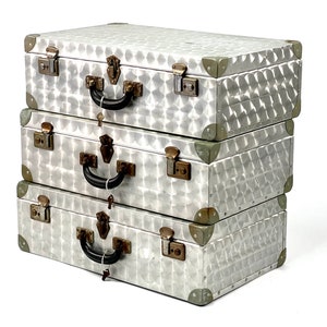 3 vintage aluminum cases with key and metal edge protection | travel case, chest, box, material case, workshop, photography film decoration
