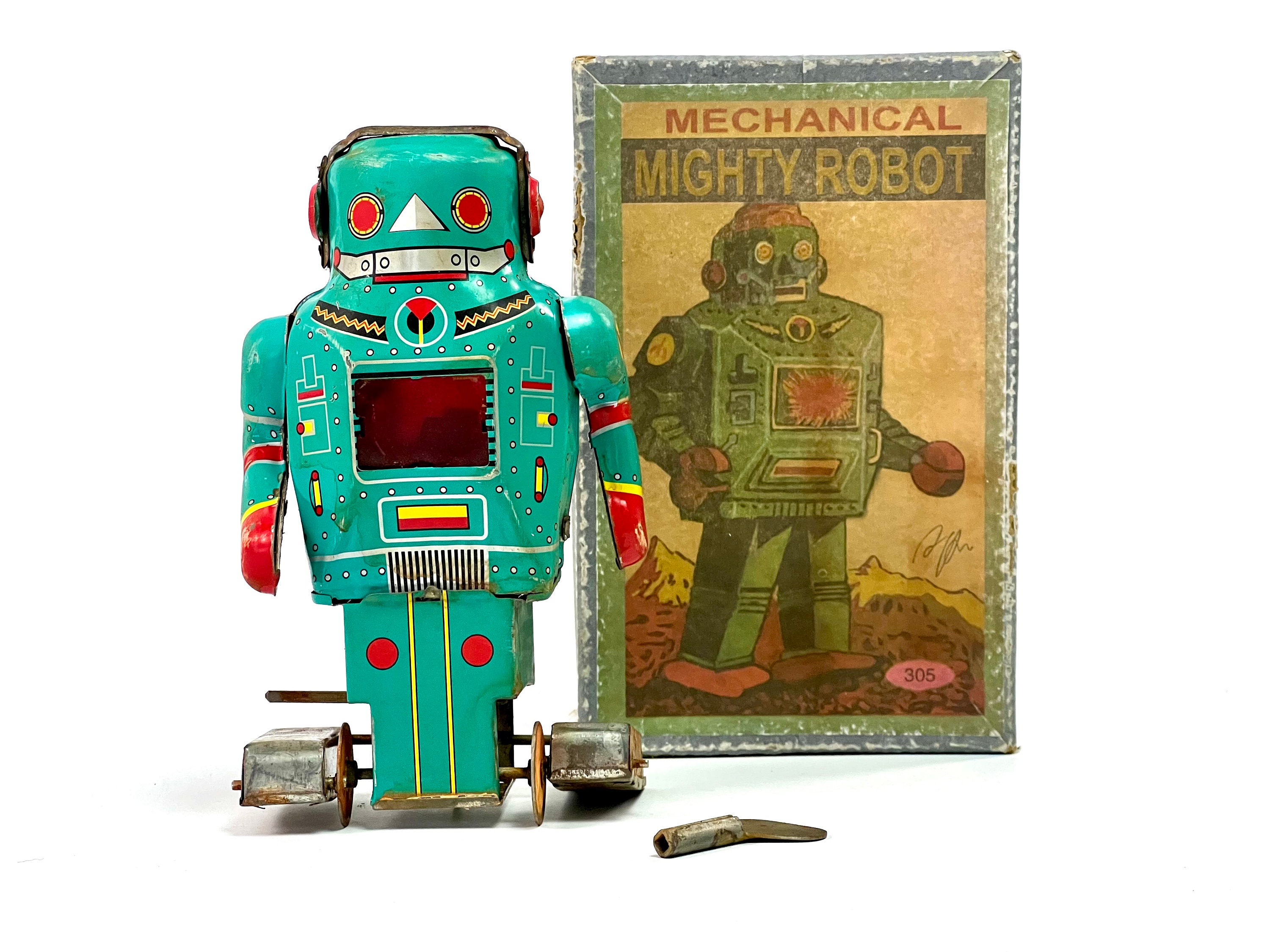 60s Tin Toy - Robot With Flint - Mechanical Mighty Robot - Model