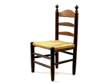 antique children's chair - top condition | Wilhelminian style, Viennese wickerwork, turn of the century, Biedermeier style, wooden chair, chair, doll's chair