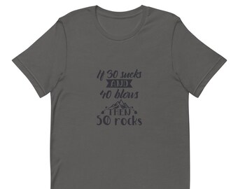 Camisa de aniversário de 50 anos, camiseta de aniversário de 50 pedras, camiseta unissex de manga curta de 50 anos