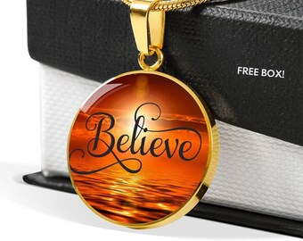 Believe Inspirational Pendant, Believe Motivational Jewelry, Believe Strength Necklace