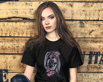 Skull T-Shirt, Sugar Skull Design, Plus Size Clothing,  Short-Sleeve Unisex T-Shirt