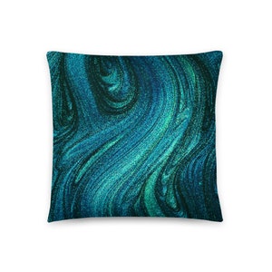 Teal Decorative Pillow, 18 x 18, 22 x 22 Pillow Cover and Insert• Beautiful Dark Teal Color Decorative Lumbar Pillow, Throw Pillows