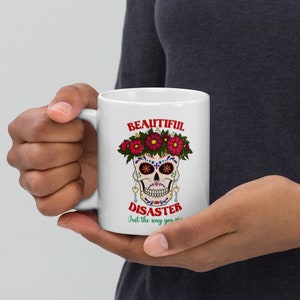 Tazza di Halloween, Tazza con teschio della stagione spettrale, Tazza con scheletro, Tazza con teschio di fiori, Tazza regalo di Halloween, Tazza da caffè con teschio, Tazza da caffè con teschio di Halloween