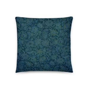 Blue Floral Decorative Pillow, 18 x 18, 22 x 22 Pillow Cover and Insert• Beautiful Blue Decorative Lumbar Pillow, Throw Pillows, Home Decor