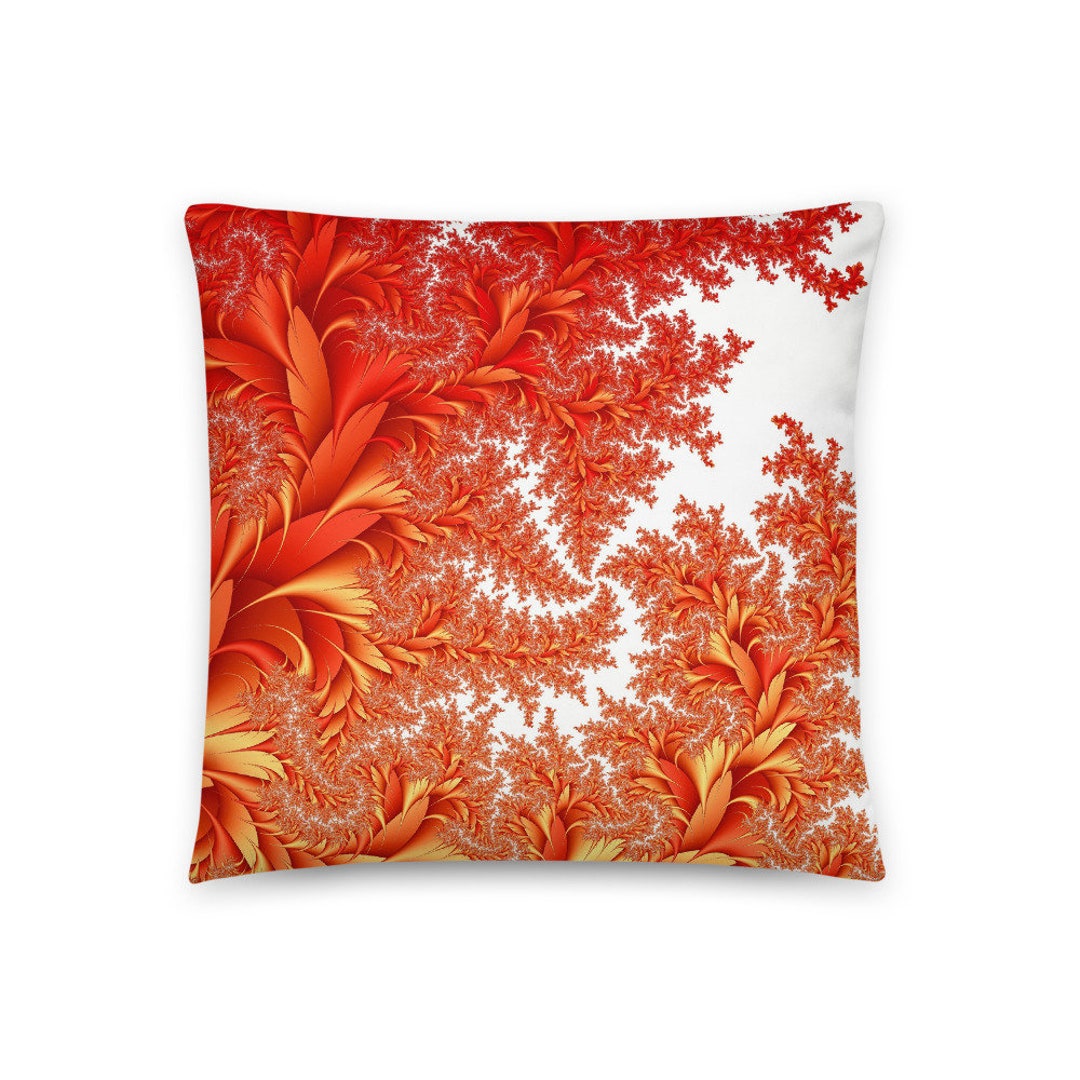 Orange Floral Design Decorative Throw Pillow Etsy