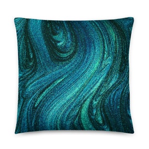 Teal Decorative Pillow, 18 x 18, 22 x 22 Pillow Cover and Insert• Beautiful Dark Teal Color Decorative Lumbar Pillow, Throw Pillows