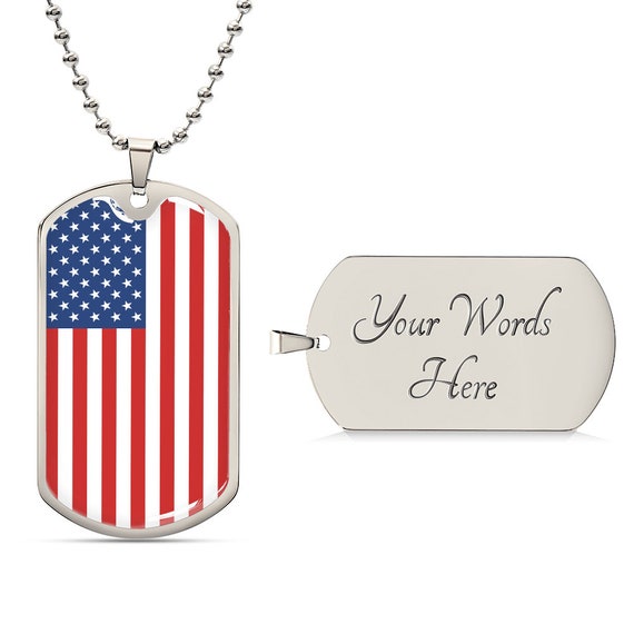 OIDEA Collana Ciondolo Dog Tag Bandiera Americana Uomo Catena Acciaio Inossidabile