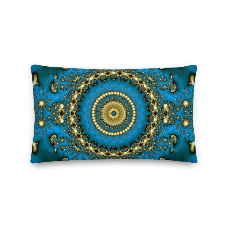 Blue & Gold Decorative Pillow, 18 X 18, 22 X 22 Pillow Cover and Insert