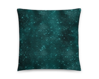Teal and Black Decorative Pillow, 18 x 18, 22 x 22 Pillow Cover and Insert• Beautiful Teal Color Decorative Lumbar Pillow, Throw Pillows
