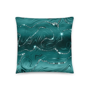 Teal Decorative Pillow Cover with Insert, Home Decor, 18x18, 20x12 & 22x22, Throw Pillow for Sofa or Bed, Ideal Housewarming or Wedding Gift