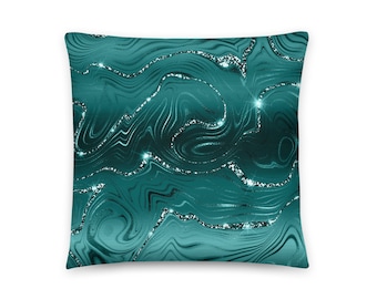 Teal Decorative Pillow Cover with Insert, Home Decor, 18x18, 20x12 & 22x22, Throw Pillow for Sofa or Bed, Ideal Housewarming or Wedding Gift