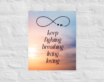 Semicolon Print, Semicolon for Suicide Prevention Print, Semicolon Art, Mental Health Wall Art, Counseling, Therapist, Affirmation Wall Art