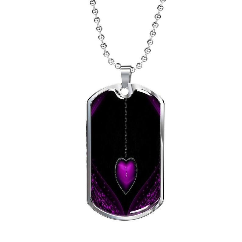 Gothic Heart Necklace Gothic Heart Dog Tag Necklace
