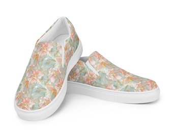 Pastel Print Women's Slip-On Canvas Shoes, Casual Women’s Shoes, Versatile Everyday Wear, Ideal Mother's Day Gift, Unique Birthday Present