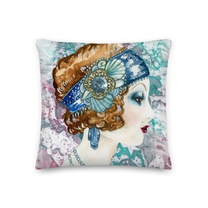 Roaring 20s Decorative Pillow, Flapper, Jazz Age, 1920s Boho Bohemian, Roaring 20s Decor, 18 x 18, 22 x 22 Pillow Cover and Insert