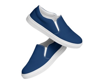 Dark Blue Women's Canvas Slip-On Shoes, Versatile Everyday Shoes, Stylish & Easy-to-Wear, Great for Casual Outfits, Great Gift Idea for Her
