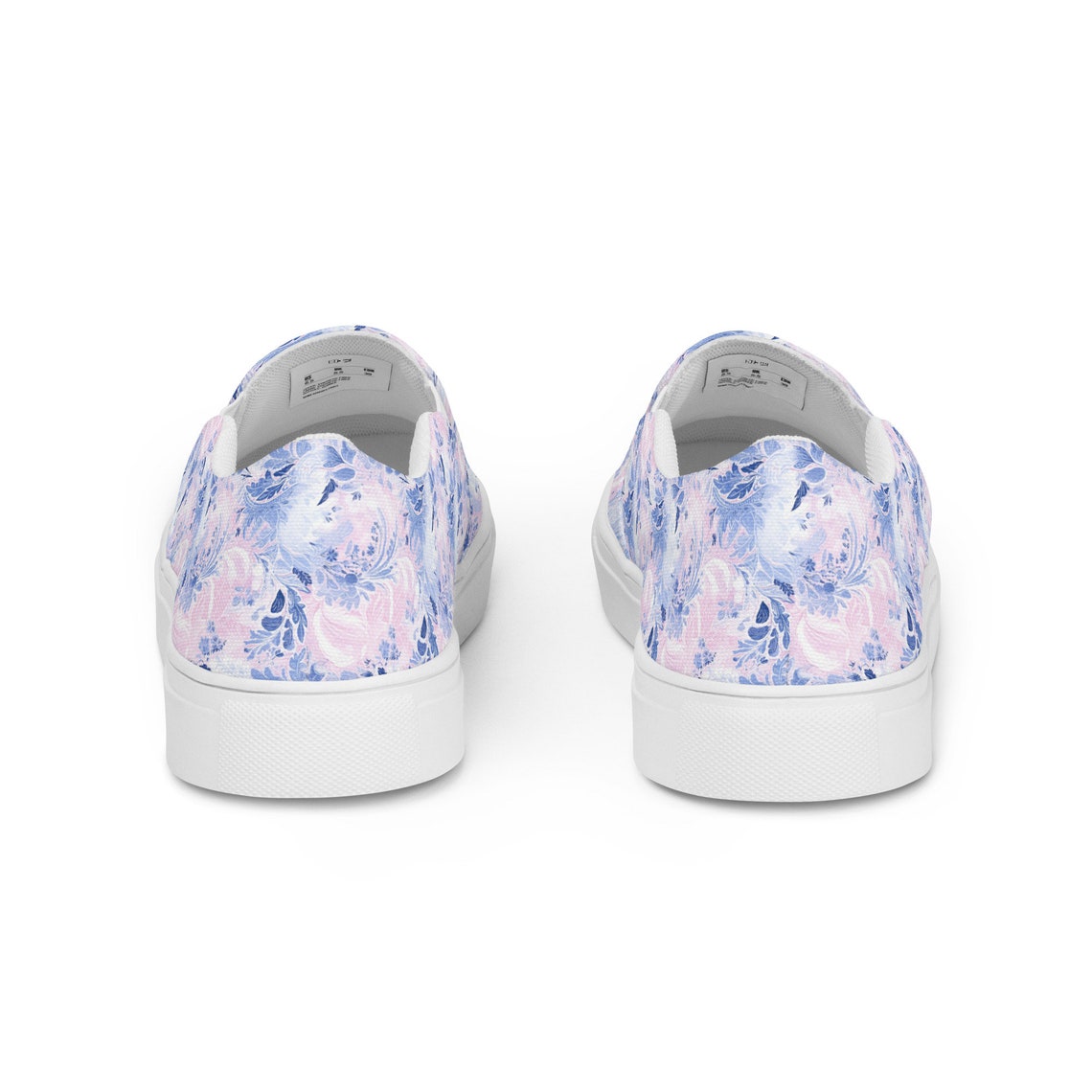 Blue Paisley Pattern Print Black Sneaker Shoes For Men Women