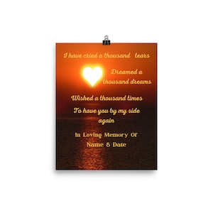 Customized Loss Of A Loved One Wall Art, Custom In Memory Of Poster, In Memory Of Customized Poster, Loss Of A Loved One Customized Print