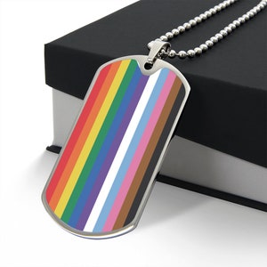 LGBTQIA2-S PRIDE FLAG Necklace, Intersex Progress Pride Necklace, Philadelphia Rainbow Pride Flag Jewelry