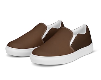 Dark Brown Canvas Slip-on Shoes for Women, Fashionable Brown