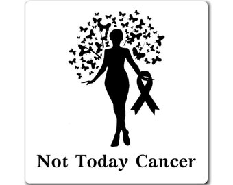 Magnete per il cancro della pelle, Messaggio sul cancro di Not Today con nastro nero, Regalo di supporto per sopravvissuti e combattenti, Magnete di supporto per il cancro ispiratore