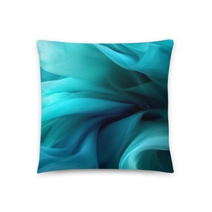 Teal Decorative Pillow, 18 x 18, 22 x 22 Pillow Cover and Insert• Beautiful Shades of Teal Color Decorative Lumbar Pillow, Throw Pillows